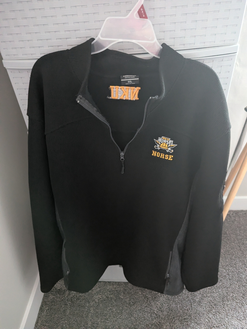 Colosseum Black Men's Half-Zip Sweater with Gold Logo